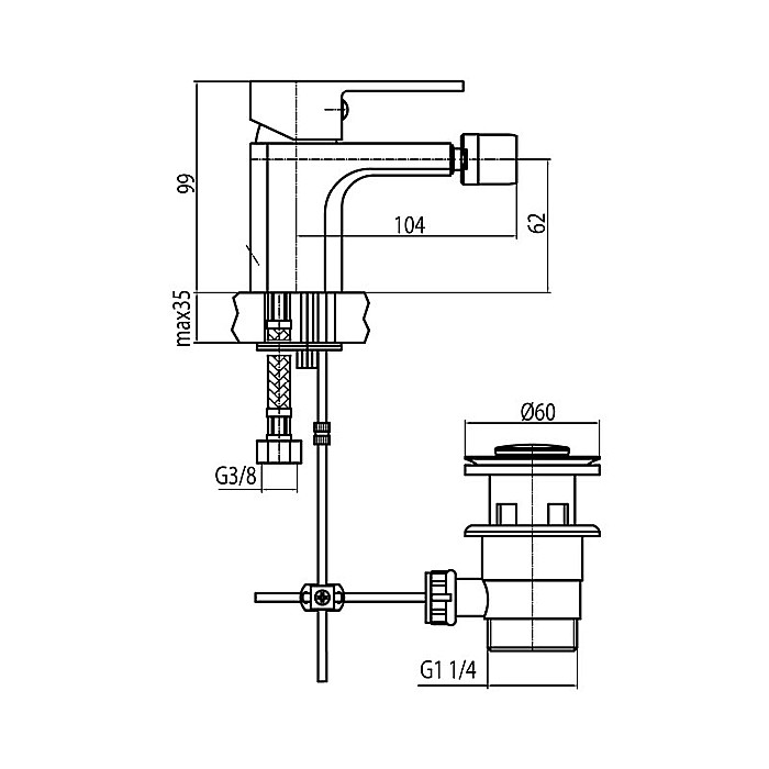 BATERIE BIDEU CU VENTIL NEGRU MAT LOFT VALVEX 2455940 [2]