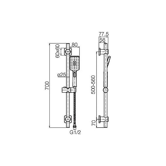 SET DUS PARA + FURTUN + SUPORT + BARA NEGRU MAT LOFT VALVEX 2432960 [2]