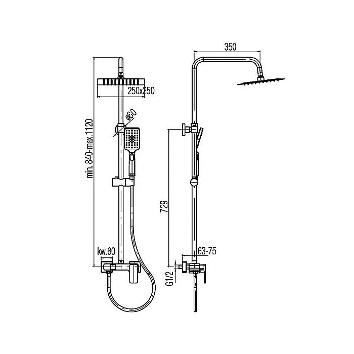 SET DUS CU BATERIE MONOCOMANDA NEGRU MAT LOFT VALVEX 2455750 [2]
