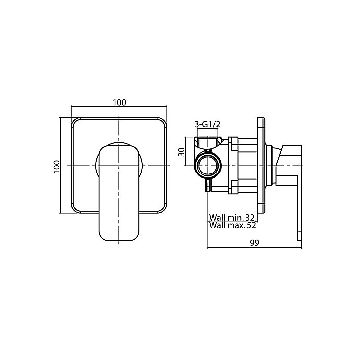 BATERIE INCASTRATA DUS NEGRU MAT LOFT VALVEX 2455960 [2]