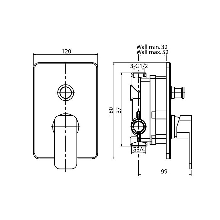 BATERIE INCASTRATA CADA DUS NEGRU MAT LOFT VALVEX 2455970 [2]