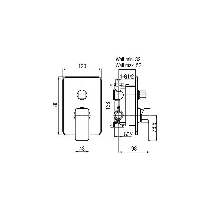 BATERIE CADA-DUS INCASTRATA 3 FUNCTII AURIU LOFT VALVEX 2455560 [2]