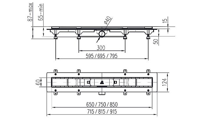 RIGOLA DUS LIV 750MM GRILA INOX GALAXY RAMA INOX 674760 [2]
