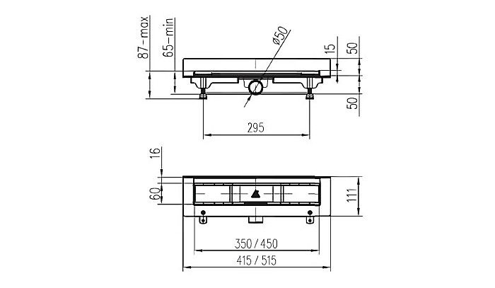 RIGOLA DUS LA PERETE LIV 450MM GRILA INOX GALAXY RAMA INOX 674778 [2]