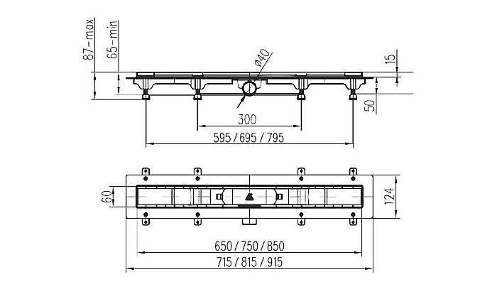 RIGOLA DUS LIV 650MM GRILA INOX VIBE RAMA INOX 674752 [2]