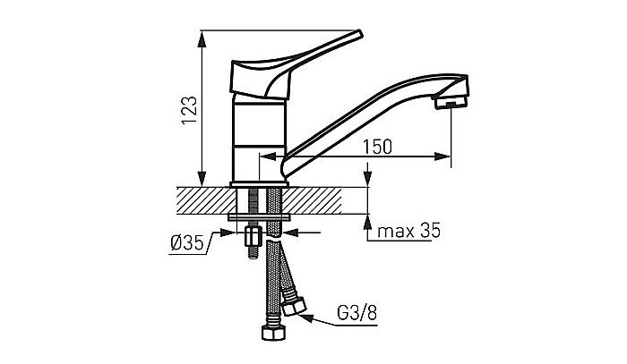 BATERIE LAVOAR FERRO BSL2A STATIVA CU PIPA MOBILA SCURTA STILLO CROM [2]