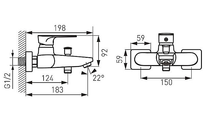 BATERIE CADA DUS FERRO BAQ1BLC PERETE ALGEO SQUARE NEGRA CROM FARA ACCESORII [2]
