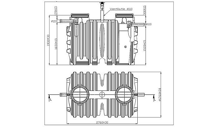Fosa septica 5000l bicamerala 8-10 persoane 48601050000 Aquaclean Valrom [2]