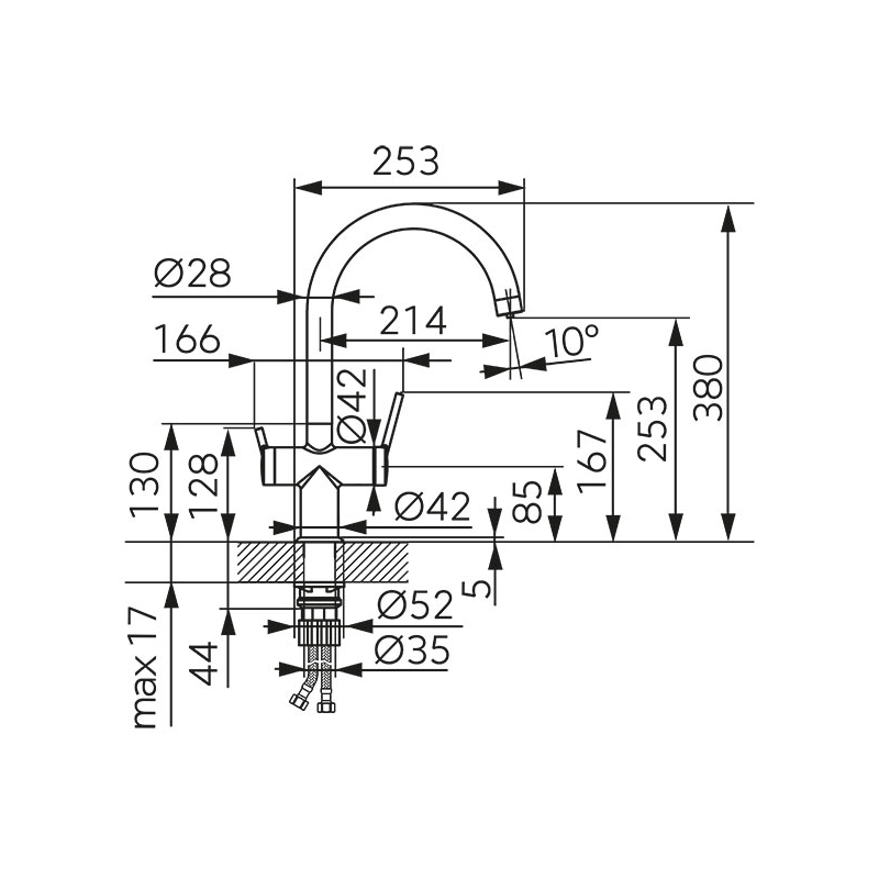 Baterie inalta pentru chiuveta cu apa filtrata crom BFT41 [2]