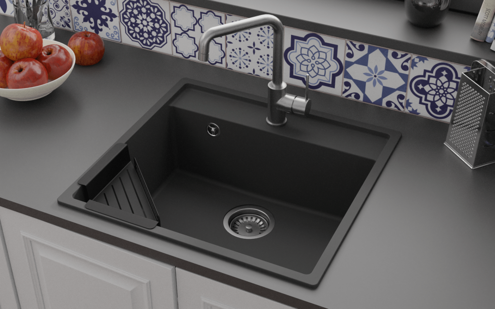 Chiuveta granit SanDonna Selena Gri / Titan, 530x500x200 mm - imagine oficiala 1 [2]