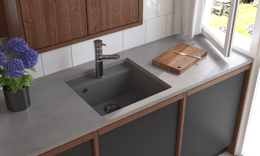 Chiuveta granit SanDonna Selena Gri / Titan, 530x500x200 mm - imagine oficiala 1 [3]