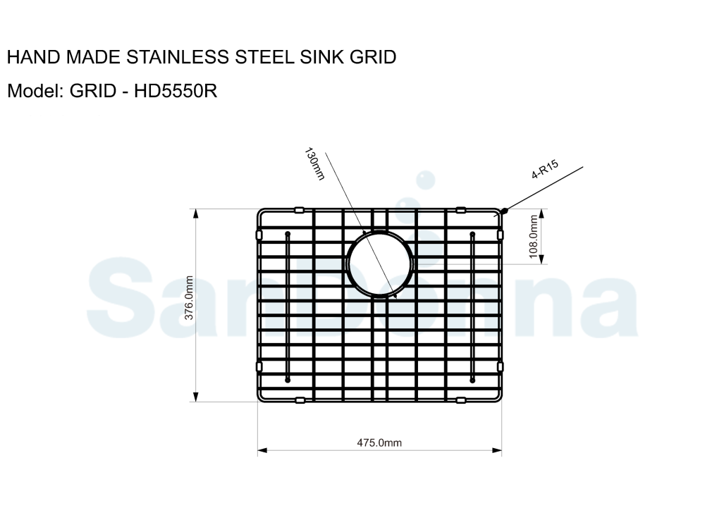 Gratar protectie chiuveta SanDonna GRID HD5550R, 55x50 - imagine oficiala 1 [1]