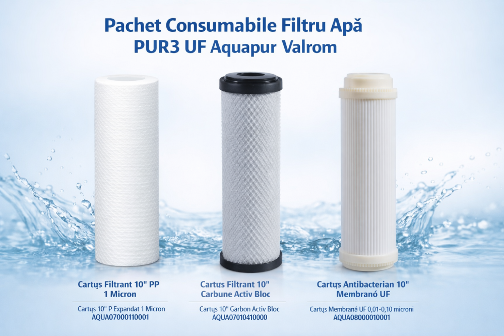 Pachet consumabile filtru apă PUR3 UF Aquapur Valrom – set filtre schimb ultrafiltrare apă potabilă [1]