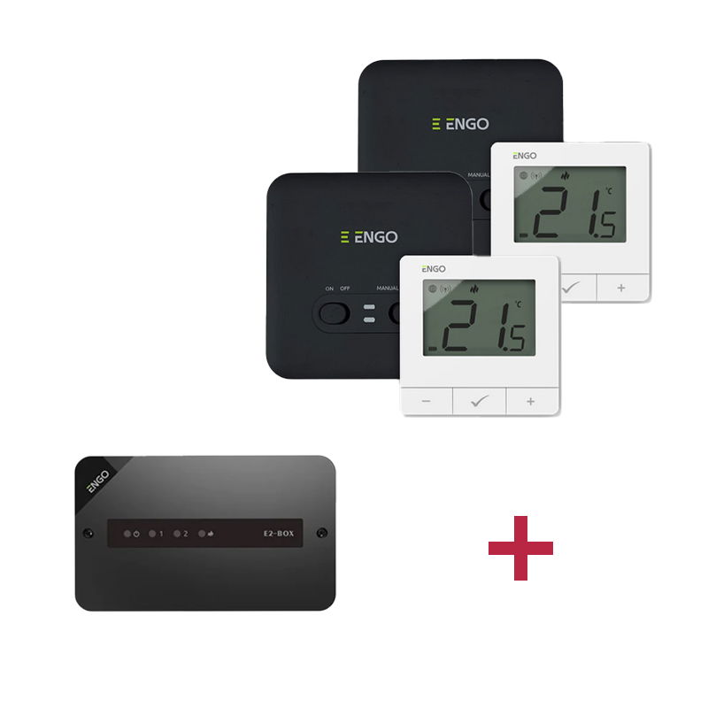 PACHET TERMOSTAT DE AMBIENT CU CONTROL PRIN INTERNET PENTRU 2 ZONE CU 2 POMPE DE CIRCULATIE ENGO ALB E20i-W+ECB2-230 [1]