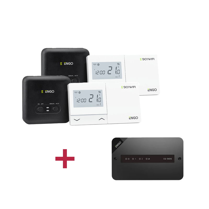 PACHET TERMOSTAT DE AMBIENT CU CONTROL PRIN INTERNET PENTRU 2 ZONE CU 2 POMPE DE CIRCULATIE ENGO E901-WIFI+ECB2-230 [1]