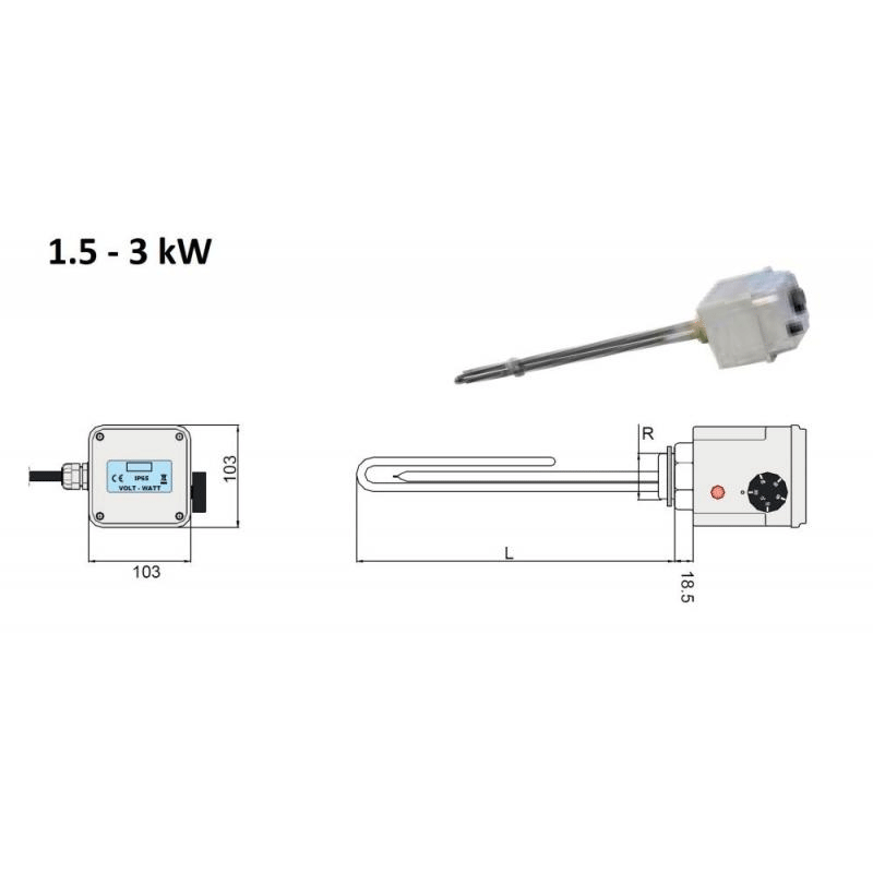 Rezistenta electrica inox 4 kW 400V cu termostat si siguranta Cordivari [2]