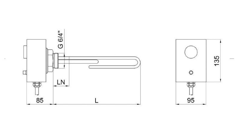 REZISTENTA ELECTRICA REGULUS 2KW CU TERMOSTAT L350MM CU TERMINAL NEINCALZIT PENTRU CSE SOL W SRS1 T-E 16942 [2]