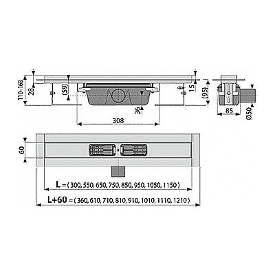 RIGOLA DUS 850MM ALCA INOX FARA GRATAR PROFESSIONAL APZ6-850 [2]