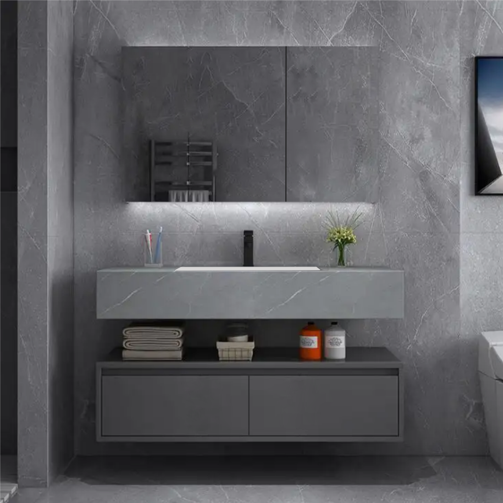Set mobilier baie SanDonna NOVA G 100 cm Gri - imagine oficiala 1 [2]