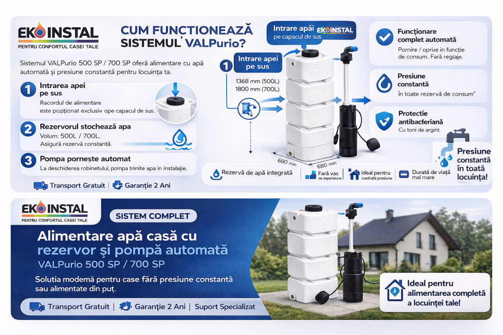 Sistem complet apă casă cu rezervor apa VALPurio 500SP cu pompă automată si ioni de argint Model 2026 [8]