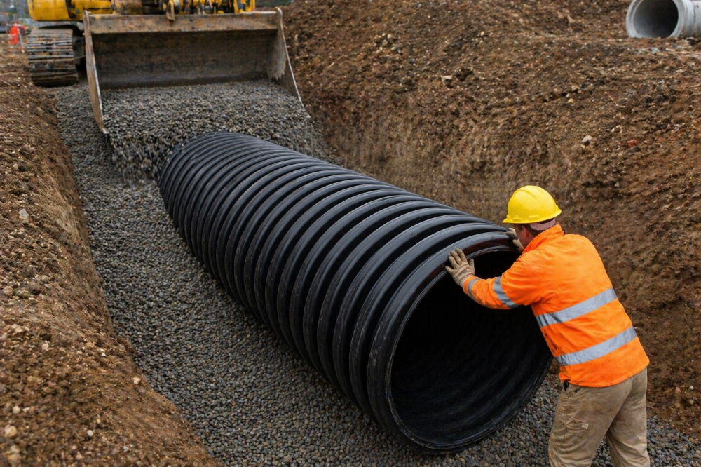 Teava corugata SN4 315 pentru canalizare si constructii PVC BUCATA DE 2 METRI [10]