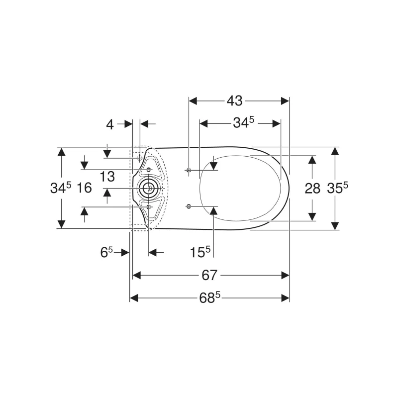 Vas WC pe pardoseală Geberit Selnova pentru rezervor aparent montat pe vas spălare verticală evacuare orizontală 500.287.01.7 [3]