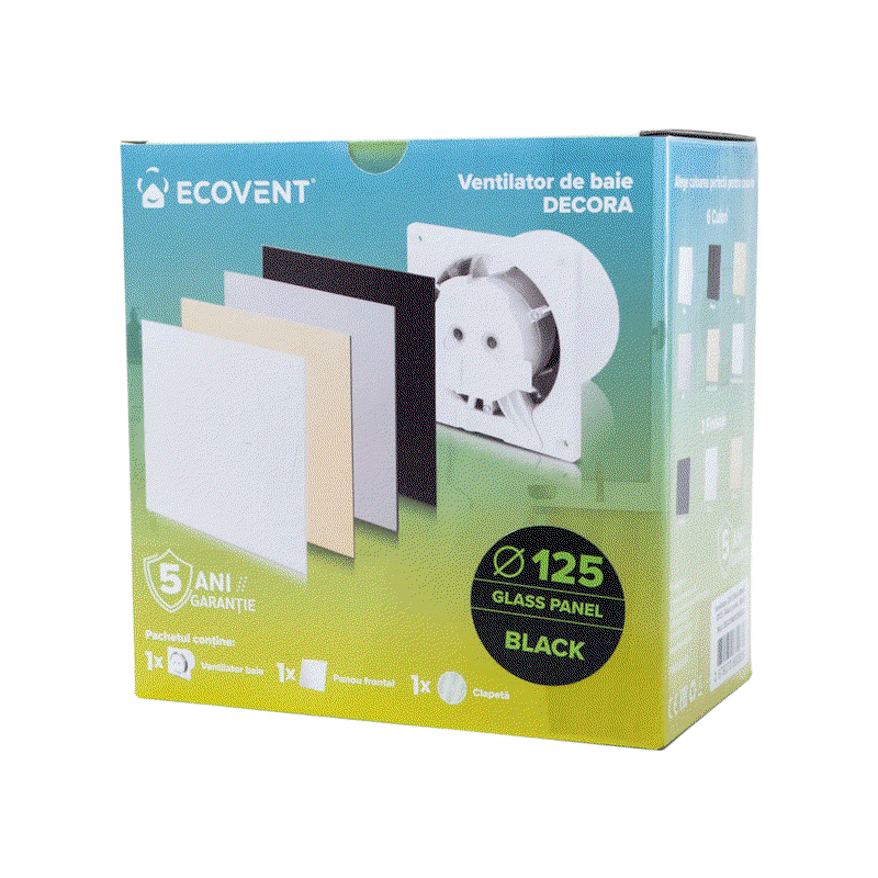 Ventilator baie Ecovent DECORA SMART Ø125 Super Silent cu senzor umiditate, timer și clapetă antiretur, 140 m³/h, alb [5]