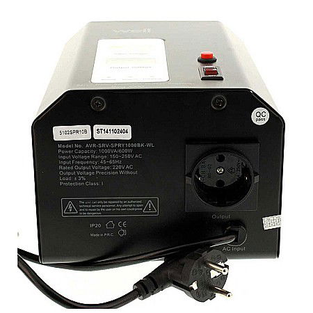 STABILIZATOR AUTOMAT 1000VA CU SERVO MOTOR NEGRU CU MONTAJ PERETE AVR-SRV-SPRY1000BK WELL [1]