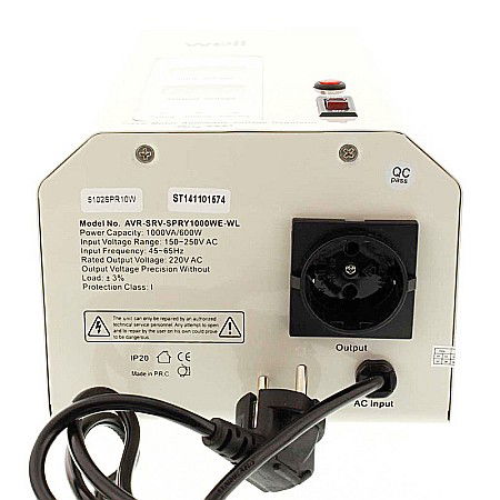 STABILIZATOR AUTOMAT 1000VA ALB CU SERVO MOTOR CU MONTAJ PERETE AVR-SRV-SPRY1000 WE [1]