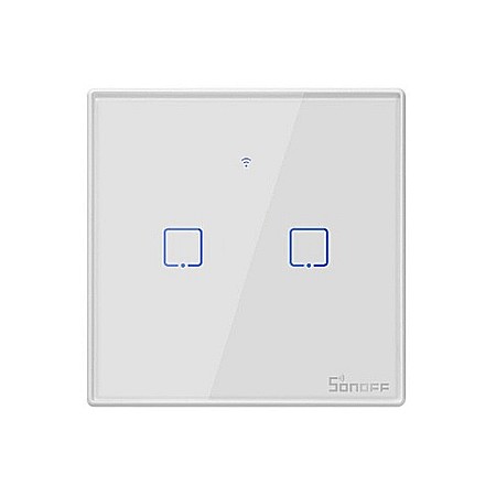 Sonoff t2eu2c-tx touch wifi si rf intrerupator cu 2 canale alb [0]