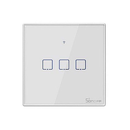 Sonoff t2eu3c-tx touch wifi si rf intrerupator cu 3 canale alb [0]