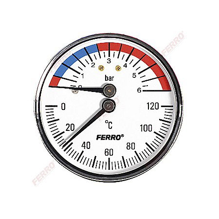 Termice - TERMOMANOMETRU AXIAL 1/2 6BAR 120C TM63A