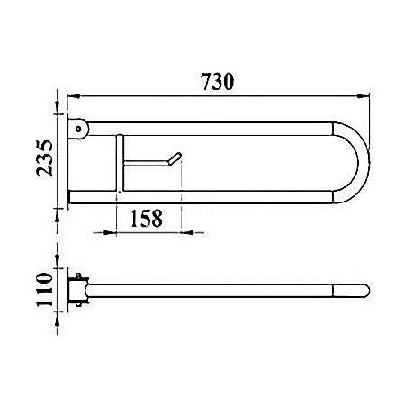 BARA CU PORTHIRTIE RABATABILA HEKO ALB 750 MM PENTRU PERSOANE CU DIZABILITATI BG0800 [2]