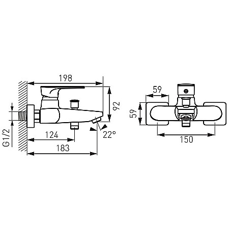 BATERIE CADA DUS FERRO BAQ1 PERETE ALGEO SQUARE CROM FARA ACCESORII [2]