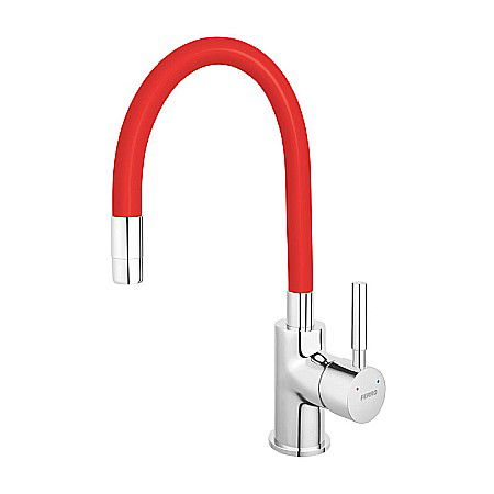 Baterii bucatarie - BATERIE BUCATARIE FERRO BZA4R STATIVA CU PIPA FLEXIBILA ZUMBA ROSIE