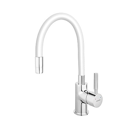 Baterii bucatarie - BATERIE BUCATARIE FERRO BZA4W STATIVA CU PIPA FLEXIBILA ZUMBA ALBA