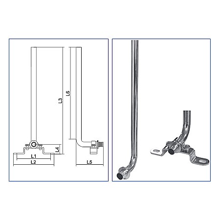 TIJA L CONECTARE LA RADIATOR CUPRU NICHELAT CU SUPORT 16-250 PEX PPSU PEXKIT [1]