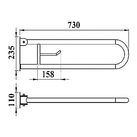 BARA CU PORTHIRTIE DUBLU RABATABILA CROM 73X23,5X11CM PENTRU PERSOANE CU DIZABILITATI [2]