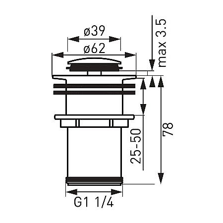 VENTIL CLICK CLACK 11/4 FARA PREAPLIN CROMAT FERRO [1]