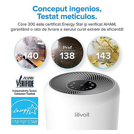 PURIFICATOR DE AER LEVOIT CORE 300 FILTRU TRUE HEPA CARBON ACTIV SUPER SILENT TOUCH SCREEN ALB [7]