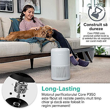 PURIFICATOR DE AER LEVOIT CORE P350-RAC PET CARE FILTRU TRUE HEPA CARBON ACTIV SUPER SILENT TOUCH SCREEN ALB [4]