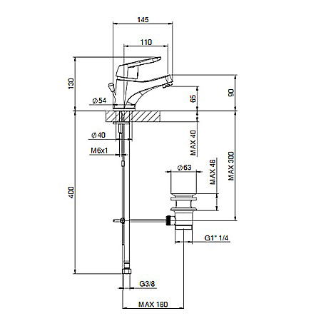 BATERIE MONOCOMANDA LAVOAR TIEMME D01 DELTA CU VENTIL POP-UP CROM [1]