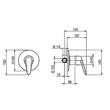 BATERIE MONOCOMANDA INGROPATA TIEMME D06 DELTA PENTRU CABINA DUS CROM [1]