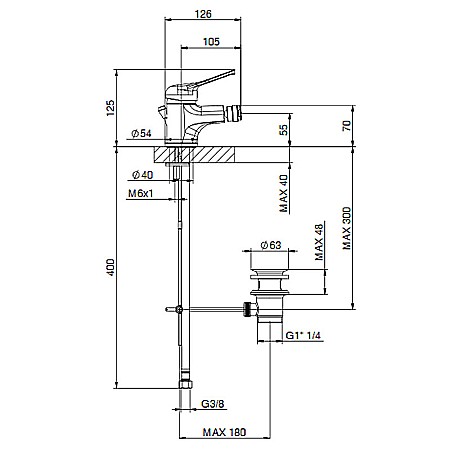 BATERIE MONOCOMANDA BIDEU G02SS GAMMA FARA VENTIL CROM TIEMME [1]