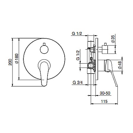 BATERIE MONOCOMANDA INGROPATA TIEMME G05 GAMMA CU DEVIATOR PENTRU CABINA DUS CROM [1]