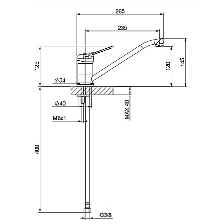 BATERIE MONOCOMANDA SPALATOR TIEMME K01 GAMMA PIPA LUNGA MANETA FRONTALA CROM [1]