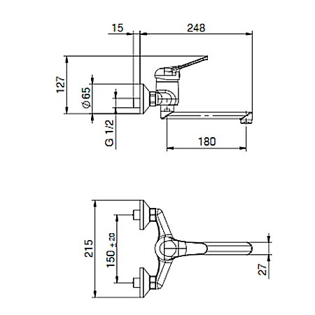 BATERIE MONOCOMANDA DE PERETE SPALATOR TIEMME K03 GAMMA MANETA FRONTALA CROM [1]