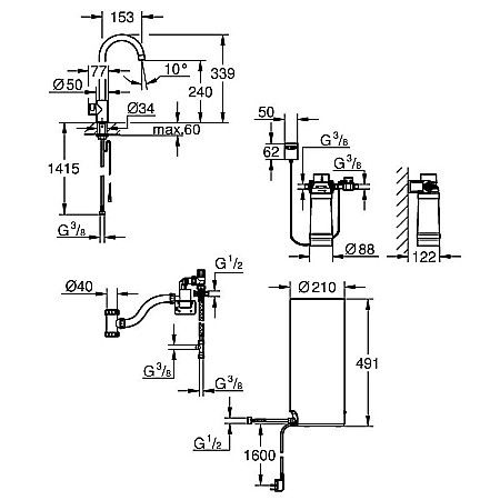 BATERIE BUCATARIE SI BOILER MARIMEA L GROHE RED MONO 30080001 [14]