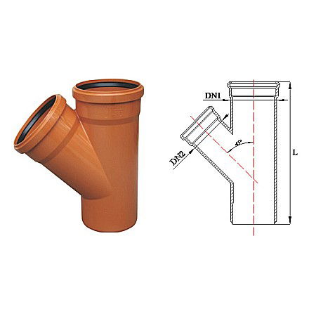 Fitinguri PVC canalizare exterioara - RAMIFICATIE PVC 125-125-45 PORTOCALIE KOMPACTKIT VALROM