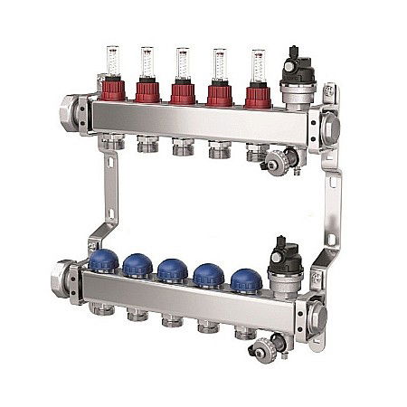 Distribuitor cu debitmetru 9 cai premium line inox PURMO